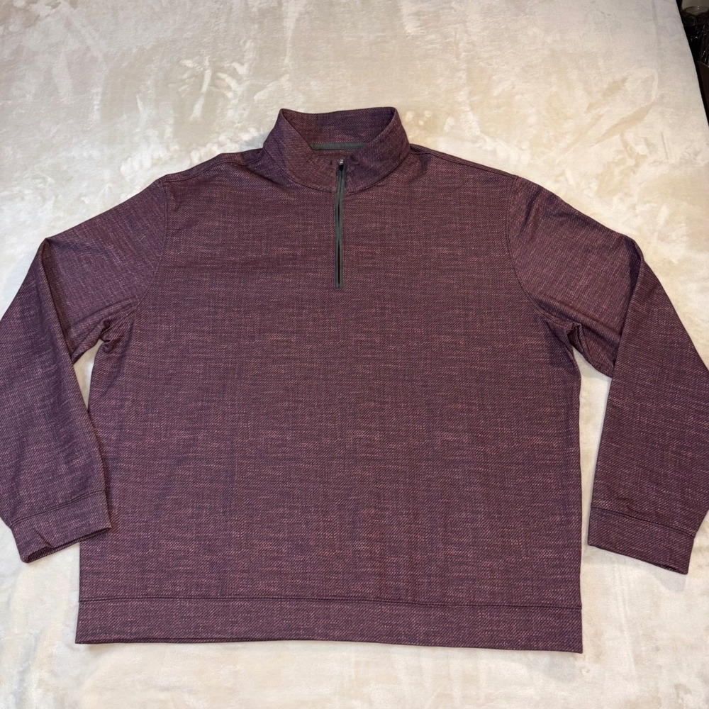 FX Fusion Mens XXL Printed Textured 1/4 Zip Sweater Bordeaux Purple New